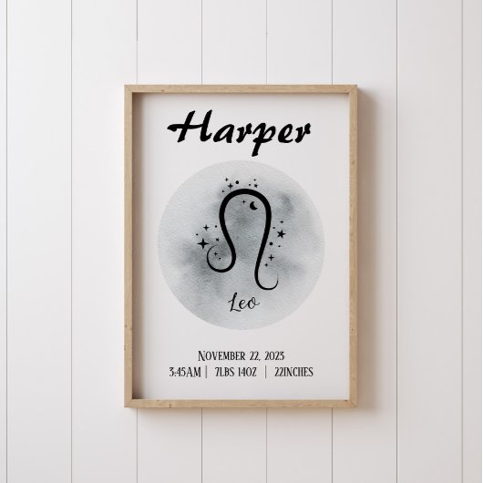 レオパーソナライズされた〔占星術の〕十二宮図カスタム ポスター