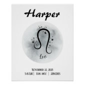 レオパーソナライズされた〔占星術の〕十二宮図カスタム ポスター (正面)