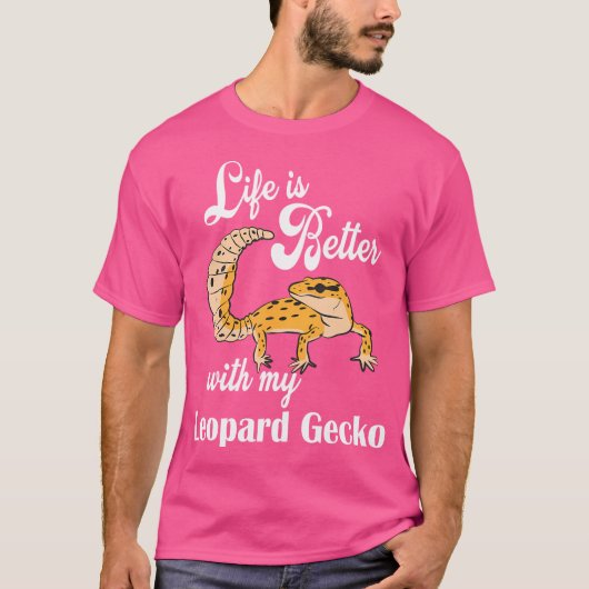 レオパードおもしろい・ゲッコ爬虫類との生活を改善 Tシャツ (正面)