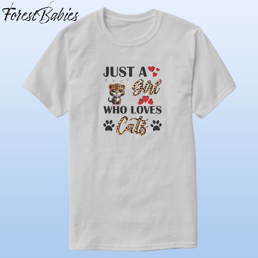 レオパードかわいい女の子は猫を愛するアニマルプリントフォント🐆 Tシャツ