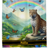 レオパードのエレガンス:ジャングルエスケープカラフルン シャワーカーテン (正面)