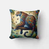 レオパードのオーラ:カラフルモーションの静寂 クッション (正面)