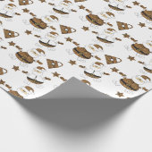 レオパードのサンタ財布の星模様（白） ラッピングペーパー (角)