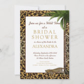 レオパードアニマルプリントエレガントパームブライダルシャワー 招待状 (正面)