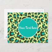 レオパードアニマルプリントパターンドサークルイエローティール(緑がかった色) ポストカード (正面/裏面)