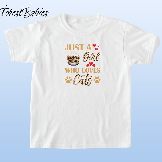 レオパードアニマルプリントフォント、猫好きの女の子🐆 Tシャツ