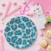 レオパードアニマルプリント（青の色調） ペーパープレート (パーティー)