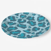 レオパードアニマルプリント（青の色調） ペーパープレート (アングル)