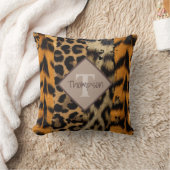レオパードアンドタイガープリントネーム装飾用クッション クッション (ブランケット)