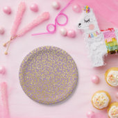 レオパードエレガントプリントパープル&金ゴールド ペーパープレート (パーティー)