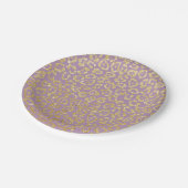 レオパードエレガントプリントパープル&金ゴールド ペーパープレート (アングル)