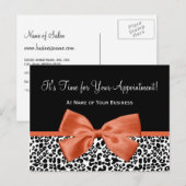 レオパードオレンジボウサロンアポイントメントリマインダー ポストカード (正面/裏面)