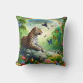 レオパードカラフルヘブン:熱帯環境 クッション (正面)