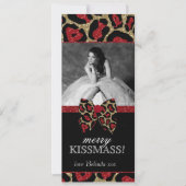 レオパードキンセアニェラクリスマスグリッターボウ 招待状 (正面)