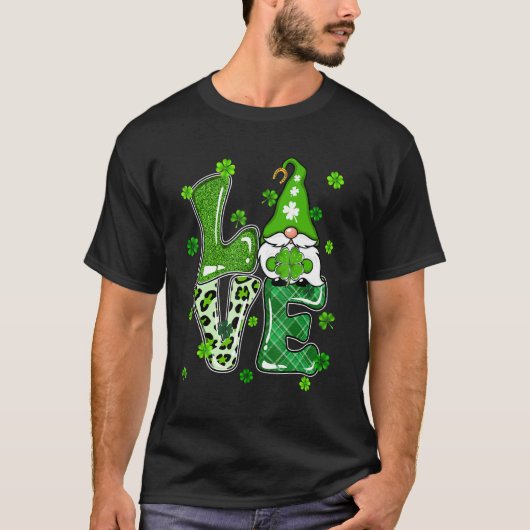 レオパードグリッタープレイドラブ格言St pattys dayイリ Tシャツ (正面)