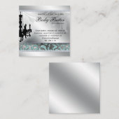 レオパードサロンシルバーブルーシャンデリア スクエア名刺 (正面/裏面)