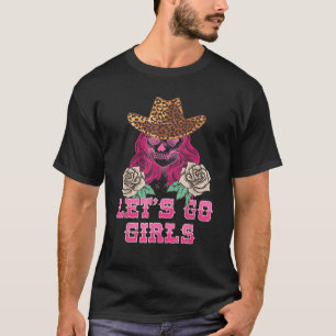 レオパードスカルカウボーイハットレッツゴーガールズウェスタン Tシャツ