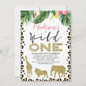 レオパードスキンワイルドワン誕生日招待状 招待状 (正面)