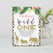 レオパードスキンワイルドワン誕生日招待状 招待状 (スタンド正面)