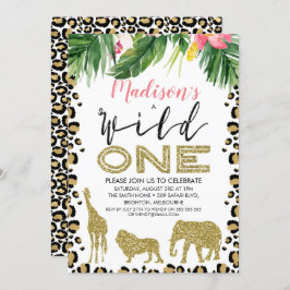 レオパードスキンワイルドワン誕生日招待状 招待状