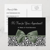 レオパードダークグリーンボウサロンアポイントメントリマインダー ポストカード (正面/裏面)