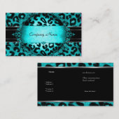 レオパードティール(緑がかった色)ブルーブラックブティックカーエレガントド 名刺 (正面/裏面)