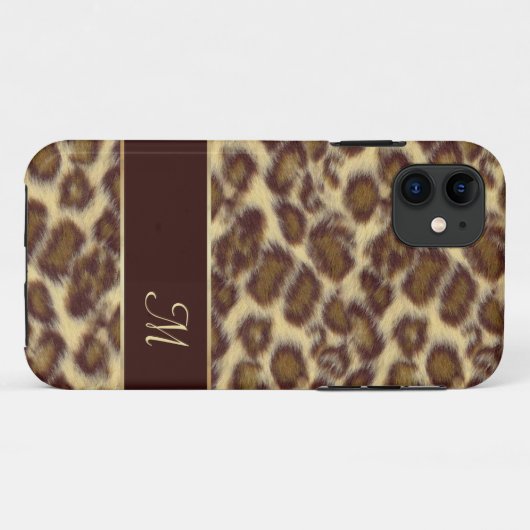 レオパードデザインとイニシャル Case-Mate iPhoneケース (裏面(横))