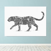 レオパードデザインブラック&ホワイト キャンバスプリント (インサイチュ (ウッドフロア))