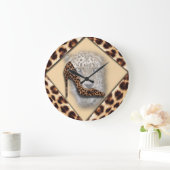 レオパードハイヒール&顔デザイン ラージ壁時計 (ホーム)