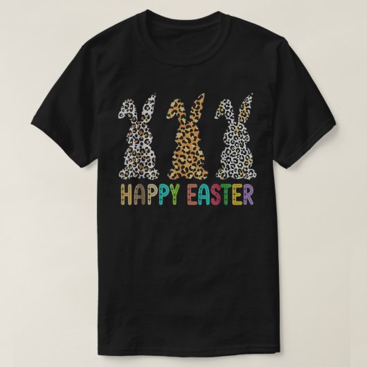 レオパードハッピーイースター10代のフォーガールズ Tシャツ (デザイン正面)