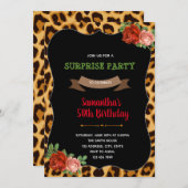 レオパードバラの誕生日の招待 招待状 (正面/裏面)