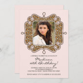 レオパードフォトSweet sixteen誕生日インビエーション 招待状 (正面/裏面)