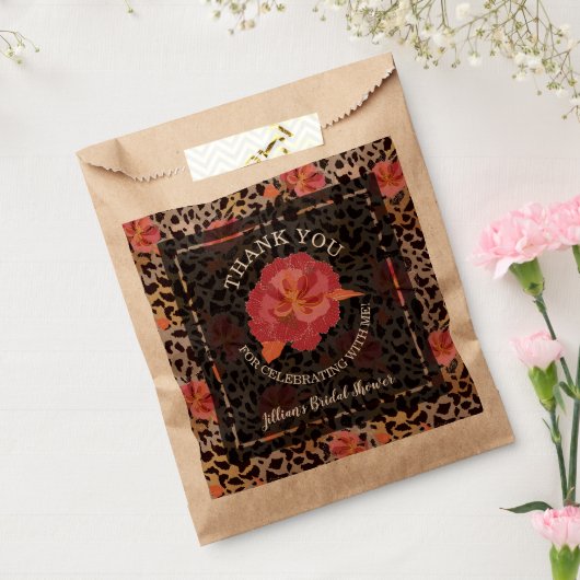 レオパードフローラブライダルシャワーありがとう フェイバーバッグ (封をした状態)