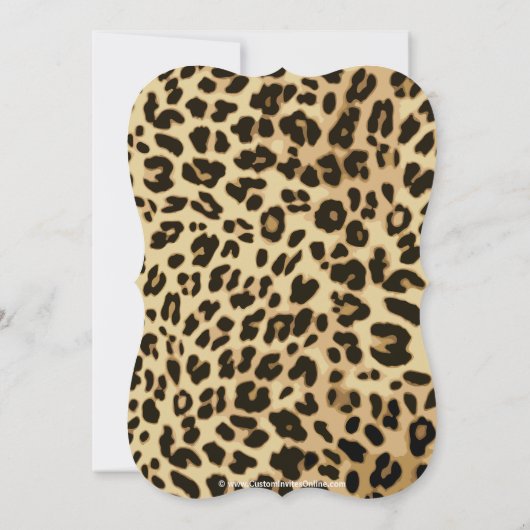 レオパードプリントアクアブルーボウブライダルシャワー 招待状 (裏面)