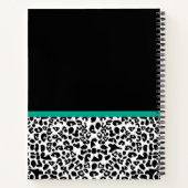 レオパードプリントエメラルドグリーンリボンボウシックネーム ノートブック (裏面)