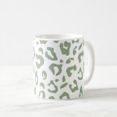 レオパードプリントセージグリーンアニマルプリント コーヒーマグカップ (正面右)