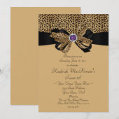 レオパードプリントパープル宝石ダイヤモンドスイート16インビ 招待状 (正面/裏面)