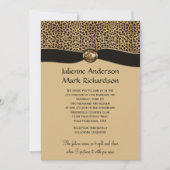 レオパードプリントフェイクリボン宝石結婚式招待状 招待状 (正面)