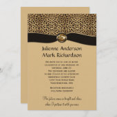 レオパードプリントフェイクリボン宝石結婚式招待状 招待状 (正面/裏面)