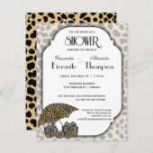 レオパードプリント及びシルバーアクセントシャワー招待状 招待状 (正面/裏面)