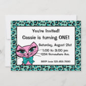 レオパードプリント子猫招待状 招待状 (正面)