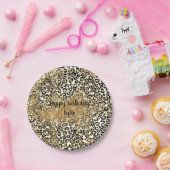 レオパードプリント金ゴールドグリッタースパークル ペーパープレート (パーティー)