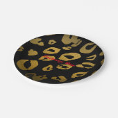 レオパードプリント金ゴールド&ブラックシックGlamパーティープレート ペーパープレート (アングル)