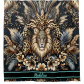 レオパードリトリート:ワイルドエレガンスのラウンジ シャワーカーテン (正面)