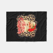 レオパードヴィンテージサンタメリークリスマスサンタクロース フリースブランケット (正面(横))