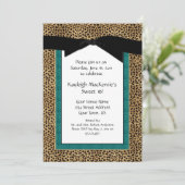 レオパード印刷とターコイズスウィート16招待状 招待状 (スタンド正面)