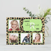 レオパード印刷とミントアクセントパーティー写真招待状 招待状 (スタンド正面)