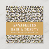 レオパード印刷イニシャルタイポグラフィモダン金ゴールド  スクエア名刺 (正面)