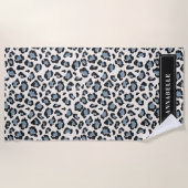 レオパード印刷イニシャルタイポグラフィ青 ビーチタオル (正面)