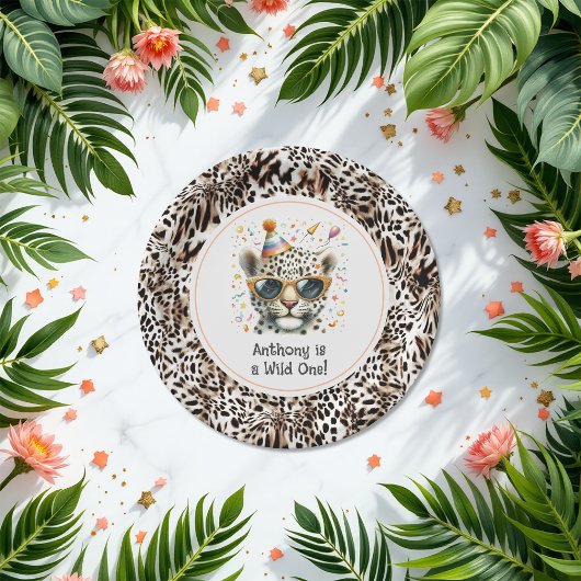 レオパード印刷「ワイルドワン」動物の誕生日パーティー ペーパープレート